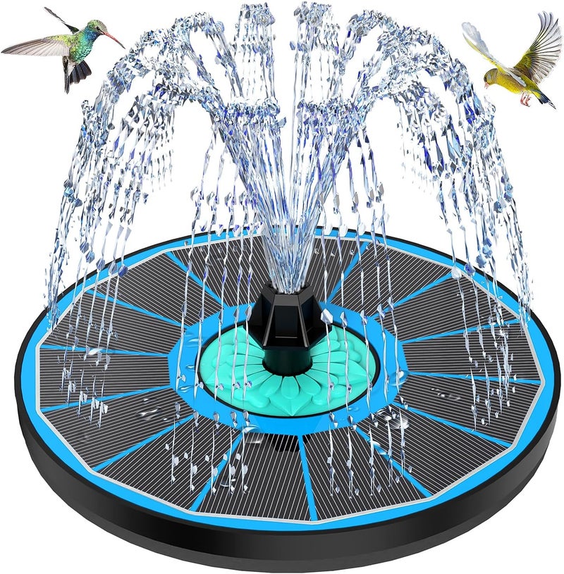 GAIZERL Solar Fountain Cyan Flower, Upgrade 3.5W Solar Bird Bath Fountains, Solar Powered Water Fountain with 7 Nozzles, 4 Fixed Pipes for Hummingbirds, Bird Bath, Garden, Pool, and Pond - Image 1